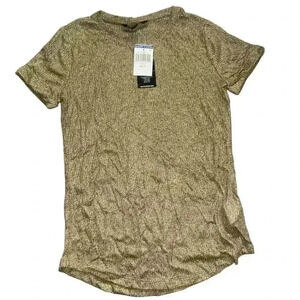 Lauren Ralph Lauren Womens Birkey Gold Metallic T-shirt Blouse Stretchy Size XS